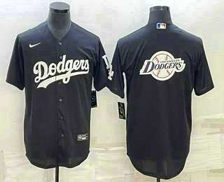 Men%27s Los Angeles Dodgers Black Team Big Logo Cool Base Stitched Baseball Jerseys->los angeles dodgers->MLB Jersey